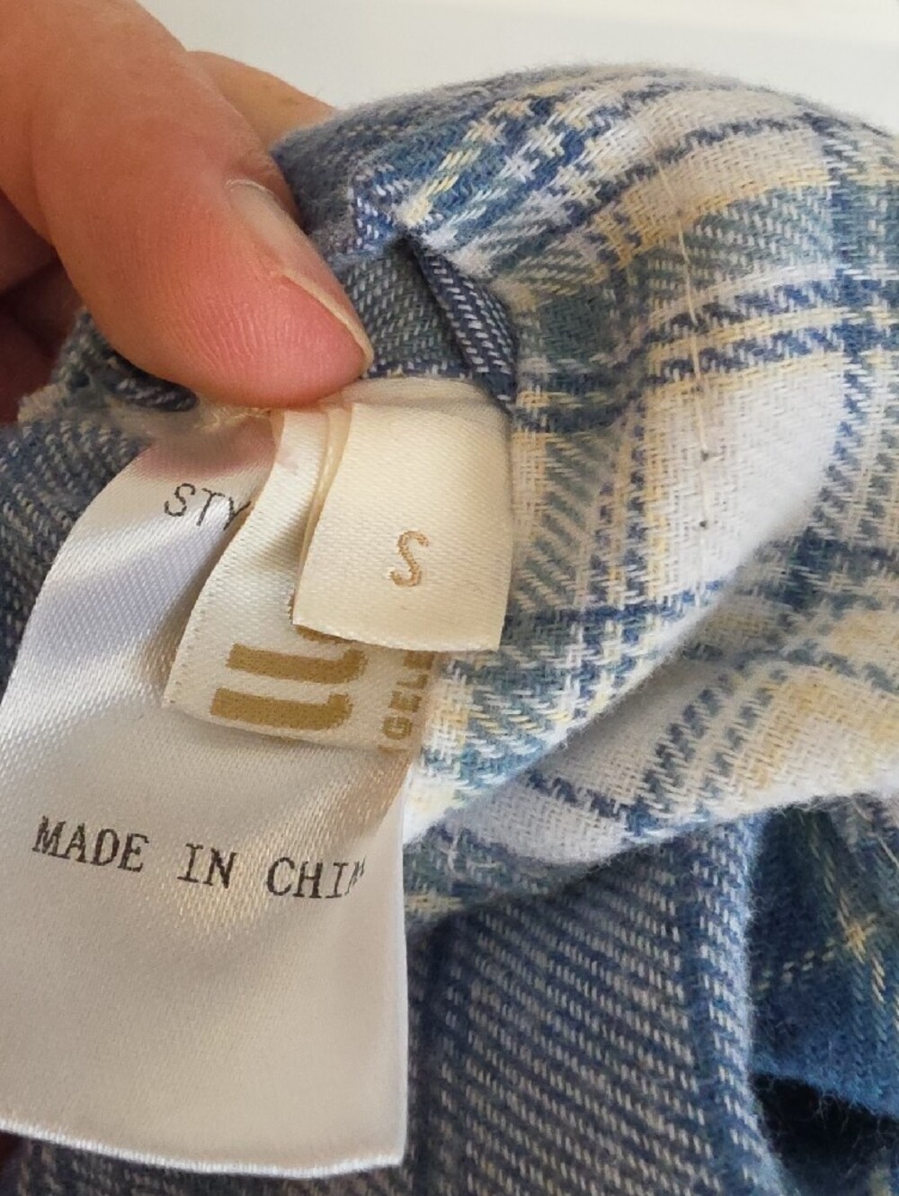 Mello Reversible Blue and White Plaid Utility Jacket with Cream Collar/Cream - Picture 3 of 6